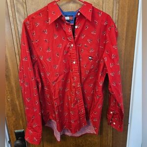 Tommy Hilfiger Red W/SKIERS Buttondown Shirt, 14
